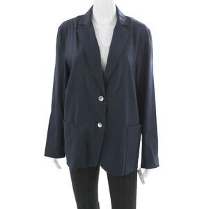 Estelle & Finn Women Blazer Blue Button Long Sleeve Linen Rayon Size 10